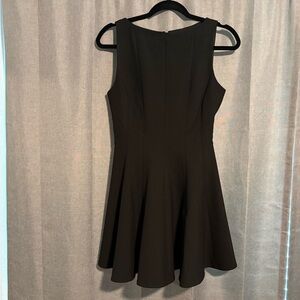 Babaton Black Sleeveless Fit-and-Flare Mini Dress